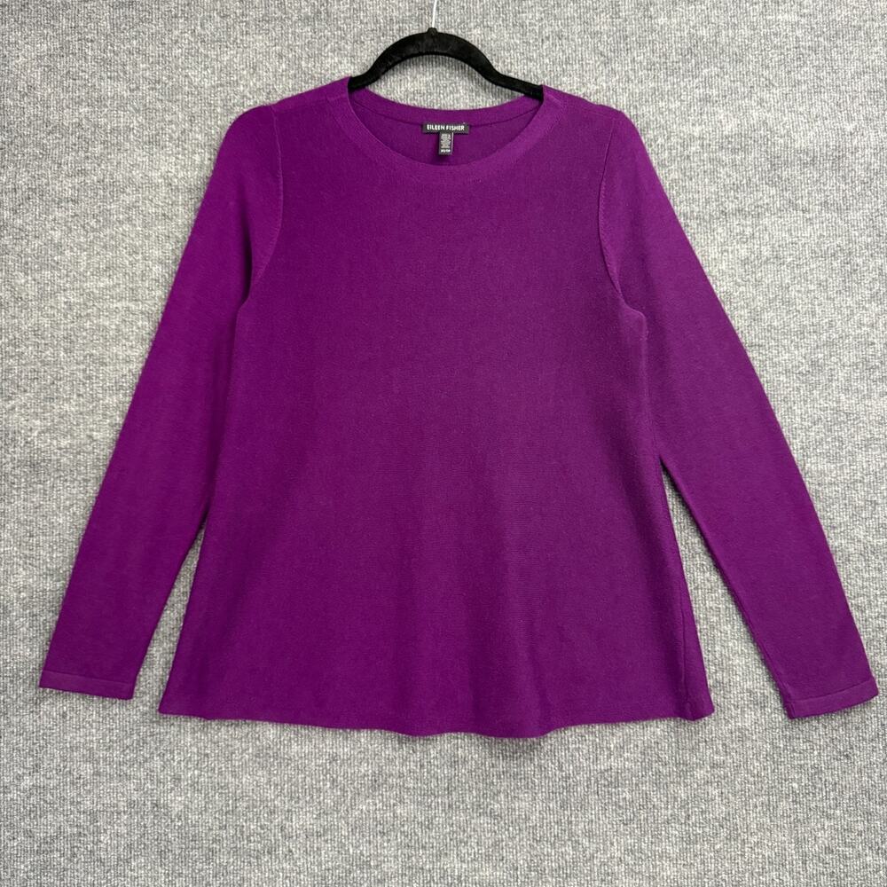 Eileen Fisher Sweater Womens XS Purple Tencel Silk Long Sleeve Basic Career